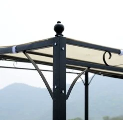 Outsunny Pergola Partytent Paviljoen Overkapping Tent Metaal Crème 297x297 Cm 84C-038 -Optimaal Tuinmeubel Winkel 1200x1175 1