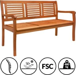 Casaria Tuinbank - FSC®-Gecertificeerd Eucalyptushout - 153cm Bruin -Optimaal Tuinmeubel Winkel 1200x1176 1