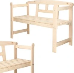 Merkloos Springos Tuinbank | Tuinbankje | Zitbank Buiten | Naaldhout | 119 X 78 X 45 Cm | Licht -Optimaal Tuinmeubel Winkel 1200x1178 2