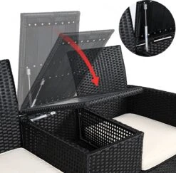 Casaria Tuinbank Polyrattan – 2 Zitter Incl. Tafel & Kussens – Zwart -Optimaal Tuinmeubel Winkel 1200x1179 2