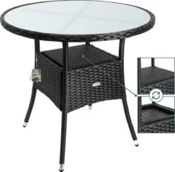 Casaria Polyrattan Bijzettafel 80cm Rond - 5mm Veiligheidsglas – Zwart -Optimaal Tuinmeubel Winkel 1200x1185 5