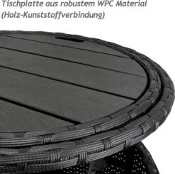 Casaria Polyrattan Zonne-Eiland Ø185cm – Incl. Kussens - Zwart Crème -Optimaal Tuinmeubel Winkel 1200x1189 8