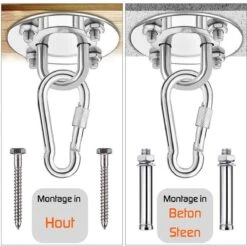 Plafondhaak – Voor Beton En Hout - Hangstoel – Hangmat – Bokszak – RVS – Binnen En Buiten – Ophangsysteem – Ophanghaak – 400KG -Optimaal Tuinmeubel Winkel 1200x1194