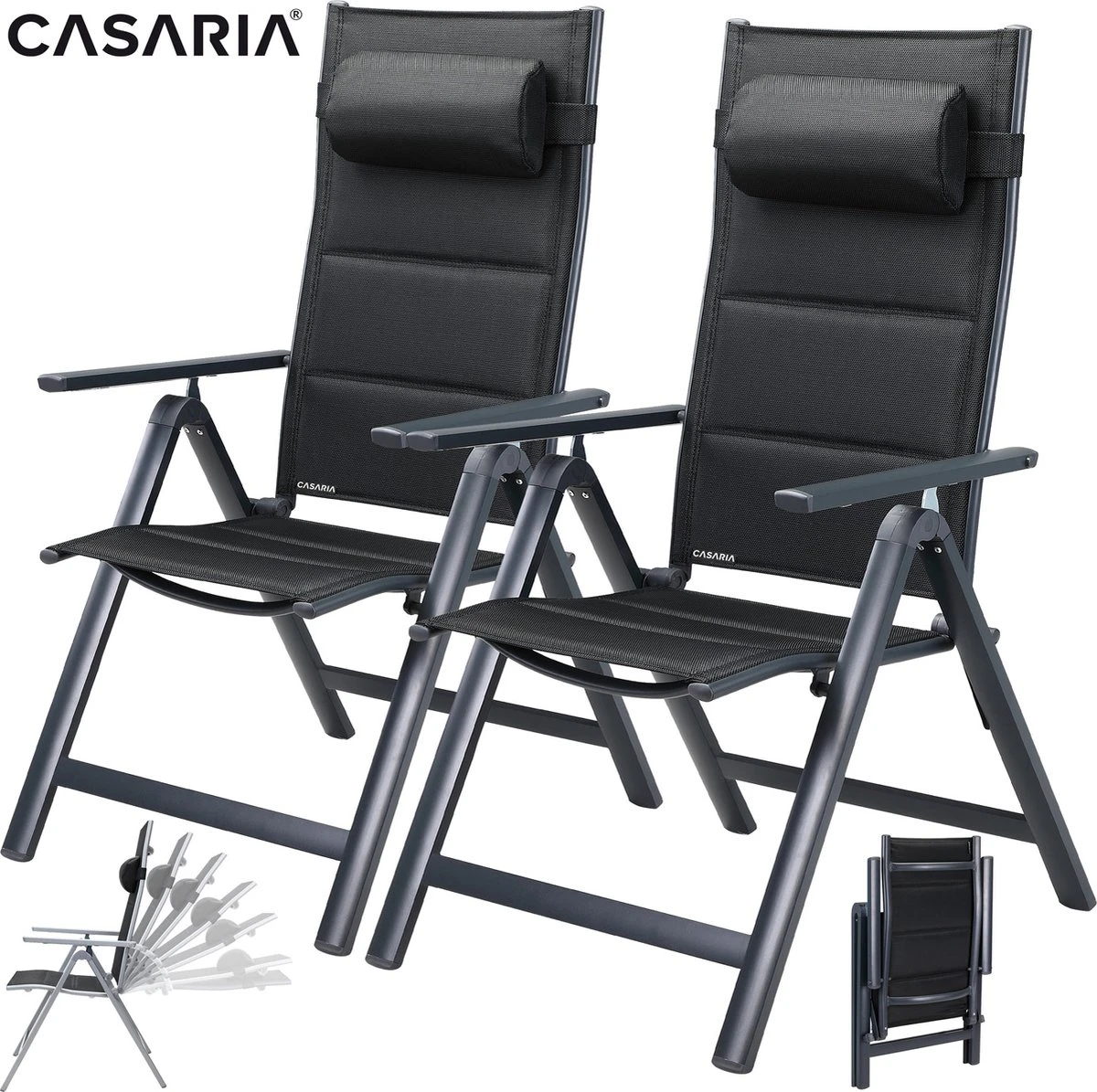 Casaria Tuinstoel Aluminium - 2 Stuks Inklapbaar - Antraciet 15 Casaria Tuinstoel Aluminium - 2 Stuks Inklapbaar - Antraciet - Afbeelding 15