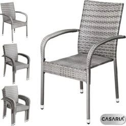Casaria Polyrattan Tuinstoelen – 4 Stuks Stapelbaar – Grijs 14 Casaria Polyrattan Tuinstoelen – 4 Stuks Stapelbaar – Grijs -Optimaal Tuinmeubel Winkel 1200x1198 2