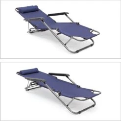 Relaxdays Ligstoel Inklapbaar - Ligbed Met Hoofdsteun - Strandstoel Verstelbaar - Camping - Donkerblauwe -Optimaal Tuinmeubel Winkel 1200x1198 3