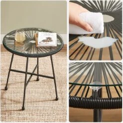 Songmics Balkonmeubilair, Tuinmeubelset, Set Van 3, Zitgroep, Terrasmeubilair, Glazen Tafelblad, 2 Stoelen, Voor Binnen En Buiten, Voor Patio, Tuin, Balkon, Buiten, Zwart GGF013B02 -Optimaal Tuinmeubel Winkel 1200x1199 14