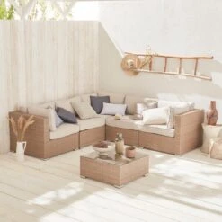 Alice's Garden Loungeset Napoli - 5 Plaatsen - Wicker - 6 Elementen - Beige/Beige 12 Alice's Garden Loungeset Napoli - 5 Plaatsen - Wicker - 6 Elementen - Beige/Beige -Optimaal Tuinmeubel Winkel 1200x1200 1024