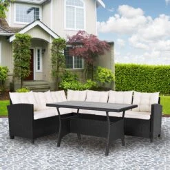 Casaria Polyrattan Tuinset - 15 Delig Voor 6 Personen – Crème Zwart -Optimaal Tuinmeubel Winkel 1200x1200 1029