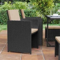 Tuinmeubelset - Tuinset 4 6 8 Persoons - Eettafel En Stoelen - Set Van 9 - Terras - Tuintafel - Salontafel Met Glazen Oppervlak - Zwart Beige 14 Tuinmeubelset - Tuinset 4 6 8 Persoons - Eettafel En Stoelen - Set Van 9 - Terras - Tuintafel - Salontafel Met Glazen Oppervlak - Zwart Beige -Optimaal Tuinmeubel Winkel 1200x1200 1058