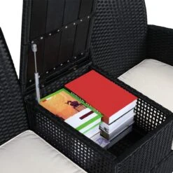 Casaria Tuinbank Polyrattan – 2 Zitter Incl. Tafel & Kussens – Zwart -Optimaal Tuinmeubel Winkel 1200x1200 1078