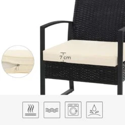 Songmics Tuinmeubelset, 3-delige Set, Van Polyrotan, Voor Outdoor, Terras, Balkon, Tuin, Eenvoudige Montage, Bijzettafel En 2 Stoelen, Zwart-beige -Optimaal Tuinmeubel Winkel 1200x1200 1175