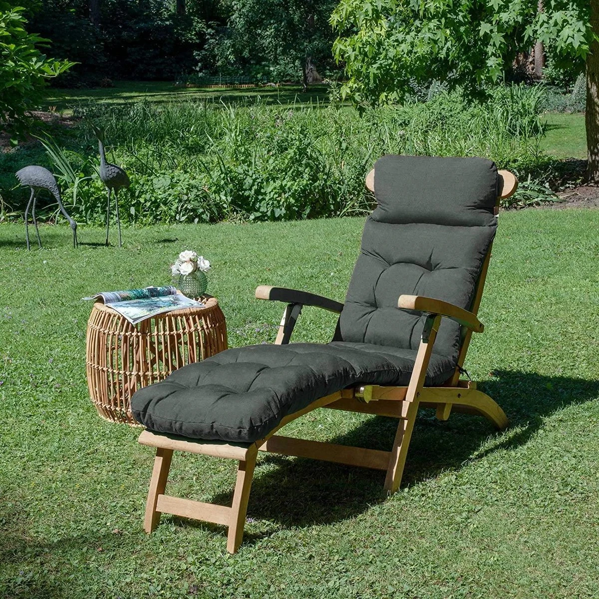 Beautissu Deckchair Kussen 200x50x8 Cm - Ligstoelkussen Antraciet - Matraskussen Voor Hangmatten En Tuin-/terrasstoelen - Flair DC 5 Beautissu Deckchair Kussen 200x50x8 Cm - Ligstoelkussen Antraciet - Matraskussen Voor Hangmatten En Tuin-/terrasstoelen - Flair DC - Afbeelding 5