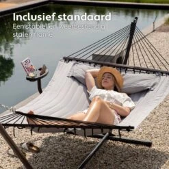 Vita5 Hangmat Met Standaard En Spreidstok – 2 Persoons – Incl. Bekerhouder - Afneembaar Kussen – Uv-bestendig – Lichtgrijs 15 Vita5 Hangmat Met Standaard En Spreidstok – 2 Persoons – Incl. Bekerhouder - Afneembaar Kussen – Uv-bestendig – Lichtgrijs -Optimaal Tuinmeubel Winkel 1200x1200 1271