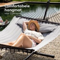 Vita5 Hangmat Met Standaard En Spreidstok – 2 Persoons – Incl. Bekerhouder - Afneembaar Kussen – Uv-bestendig – Lichtgrijs 16 Vita5 Hangmat Met Standaard En Spreidstok – 2 Persoons – Incl. Bekerhouder - Afneembaar Kussen – Uv-bestendig – Lichtgrijs -Optimaal Tuinmeubel Winkel 1200x1200 1272