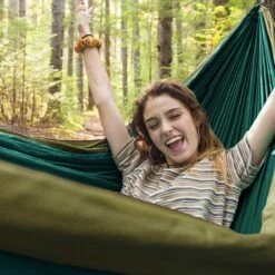 Kanyon Hangmat - Incl. Karabijnhaken En Riemen - Licht Parachutestof - 260 X 140 Cm - Tot 200kg - Groen/Khaki -Optimaal Tuinmeubel Winkel 1200x1200 1303