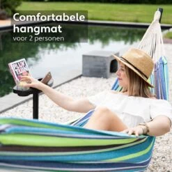 Vita5 Hangmat Met Standaard – 2 Persoons – Incl. Bekerhouder – 205kg Draaggewicht – Groen/Blauw 15 Vita5 Hangmat Met Standaard – 2 Persoons – Incl. Bekerhouder – 205kg Draaggewicht – Groen/Blauw -Optimaal Tuinmeubel Winkel 1200x1200 1316