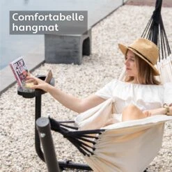 Vita5 Hangmat Met Standaard – 2 Persoons – Incl. Bekerhouder – 205kg Draaggewicht – Beige/Wit -Optimaal Tuinmeubel Winkel 1200x1200 1338