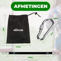 4House Ophang Koord Voor Hangmat, Hangstoel / Schommel - Hangmat Bevestigingsset Inclusief Haken - Karabijnhaak - Hangmat Standaard -Schommelophangset - Hangmat Ophangsysteem -150cm - Tot 1000kg - Boomvriendelijke Hangmat Ophangset - Set Van 2Stuks -Optimaal Tuinmeubel Winkel 1200x1200 1348