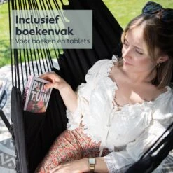 Vita5 XXL Hangstoel - Binnen&Buiten Hangnest - Incl. 2 Kussens En Boekenvak - Volwassenen&Kinderen - Hangmatstoel Tot 225kg - Zwart -Optimaal Tuinmeubel Winkel 1200x1200 143