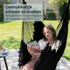 Vita5 XXL Hangstoel - Binnen&Buiten Hangnest - Incl. 2 Kussens En Boekenvak - Volwassenen&Kinderen - Hangmatstoel Tot 225kg - Zwart -Optimaal Tuinmeubel Winkel 1200x1200 144