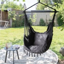 Vita5 XXL Hangstoel - Binnen&Buiten Hangnest - Incl. 2 Kussens En Boekenvak - Volwassenen&Kinderen - Hangmatstoel Tot 225kg - Zwart -Optimaal Tuinmeubel Winkel 1200x1200 146