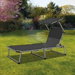 Sens Design Zonnebed - Ligbed Inklapbaar Met Zonneklep - Grijs -Optimaal Tuinmeubel Winkel 1200x1200 149