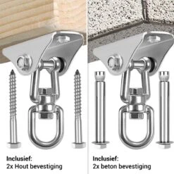 Ophangsysteem - Plafondhaak RVS - Ophanghaak TRX - Hangstoel Buiten - Hangstoel Binnen – Schommelstoel - Schommel - Bokszakken - RVS - 300kg -Optimaal Tuinmeubel Winkel 1200x1200 154