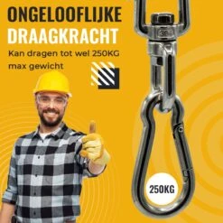 Itstrong® Plafondhaak Ophangsysteem Voor Binnen & Buiten – Ophanghaak Voor Bokszak – Schommel – Schommelstoel – Hangstoel - RVS -Optimaal Tuinmeubel Winkel 1200x1200 195