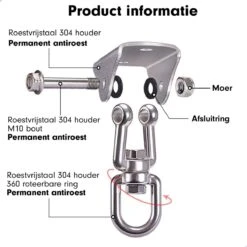 Luxe Ophangsysteem - 180° Schommelen, 360° Roteerbaar - Plafondhaak - Ophanghaak - Hangstoel Buiten - Hangstoel Binnen – Schommelstoel - Schommel - Bokszakken - RVS - Nederlandse Handleiding - 19 Luxe Ophangsysteem - 180° Schommelen, 360° Roteerbaar - Plafondhaak - Ophanghaak - Hangstoel Buiten - Hangstoel Binnen – Schommelstoel - Schommel - Bokszakken - RVS - Nederlandse Handleiding - -Optimaal Tuinmeubel Winkel 1200x1200 22