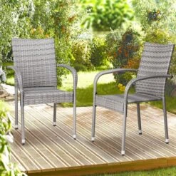 Casaria Polyrattan Tuinstoelen – 4 Stuks Stapelbaar – Grijs 12 Casaria Polyrattan Tuinstoelen – 4 Stuks Stapelbaar – Grijs -Optimaal Tuinmeubel Winkel 1200x1200 260