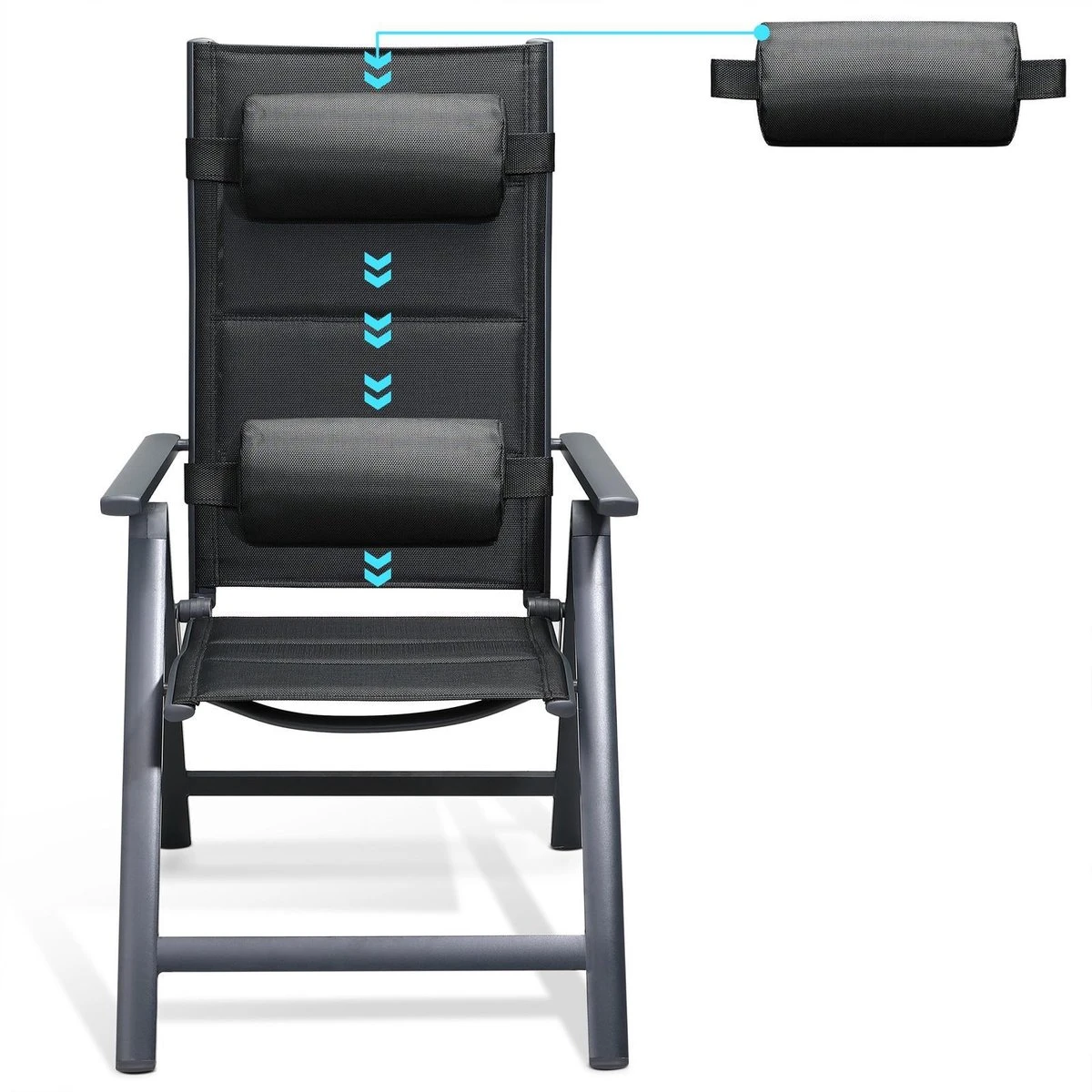 Casaria Tuinstoel Aluminium - 2 Stuks Inklapbaar - Antraciet 4 Casaria Tuinstoel Aluminium - 2 Stuks Inklapbaar - Antraciet - Afbeelding 4