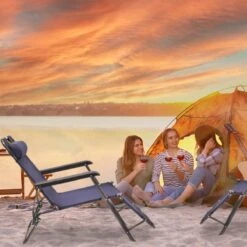 Relaxdays Ligstoel Inklapbaar - Ligbed Met Hoofdsteun - Strandstoel Verstelbaar - Camping - Donkerblauwe -Optimaal Tuinmeubel Winkel 1200x1200 281