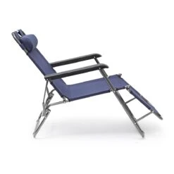 Relaxdays Ligstoel Inklapbaar - Ligbed Met Hoofdsteun - Strandstoel Verstelbaar - Camping - Donkerblauwe -Optimaal Tuinmeubel Winkel 1200x1200 285
