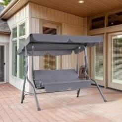 Merkloos Casaria Hollywood Schommel - Antraciet - Incl. Zonnekap -Optimaal Tuinmeubel Winkel 1200x1200 299