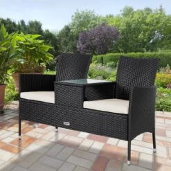 Casaria Polyrattan Tuinbank - Incl. Kussen - 143x55x88 Cm Zwart 13 Casaria Polyrattan Tuinbank - Incl. Kussen - 143x55x88 Cm Zwart -Optimaal Tuinmeubel Winkel 1200x1200 315