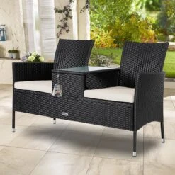 Casaria Polyrattan Tuinbank - Incl. Kussen - 143x55x88 Cm Zwart 14 Casaria Polyrattan Tuinbank - Incl. Kussen - 143x55x88 Cm Zwart -Optimaal Tuinmeubel Winkel 1200x1200 316