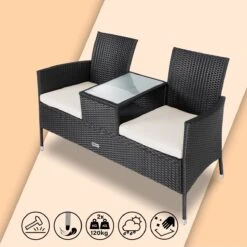 Casaria Polyrattan Tuinbank - Incl. Kussen - 143x55x88 Cm Zwart 17 Casaria Polyrattan Tuinbank - Incl. Kussen - 143x55x88 Cm Zwart -Optimaal Tuinmeubel Winkel 1200x1200 317