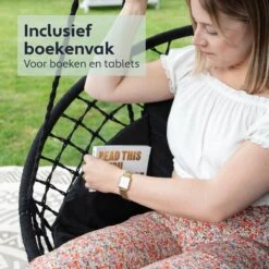 Vita5 Macramé Hangstoel - Voor Binnen En Buiten - Zonder Standaard - Incl. Kussen, Boekenvak En Beschermhoes - Tot 150kg - Zwart 14 Vita5 Macramé Hangstoel - Voor Binnen En Buiten - Zonder Standaard - Incl. Kussen, Boekenvak En Beschermhoes - Tot 150kg - Zwart -Optimaal Tuinmeubel Winkel 1200x1200 37