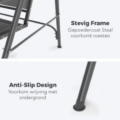 LifeGoods Schommelbank - 3-zits - Tot 250KG - Kantelbaar Dak - UV-bestendig Zonnescherm - 172x104x162cm - Grijs -Optimaal Tuinmeubel Winkel 1200x1200 406