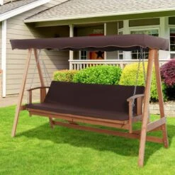 Outsunny Hollywoodschommel Hout Tuinschommel Schommelbank Ligfunctie 3 Personen 84A-185 -Optimaal Tuinmeubel Winkel 1200x1200 431