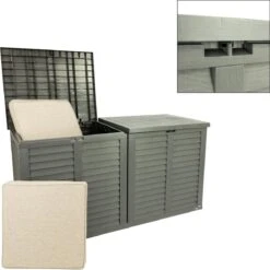 MaxxGarden Kussenbox - Tuin Opbergkist - Opbergbox - 750 L - 155x66x80 Cm - Grijs -Optimaal Tuinmeubel Winkel 1200x1200 441