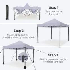 LifeGoods Partytent - 3x3 M - Easy Up - Opvouwbaar - Waterdicht - Draagtas Met Wieltjes - Donkergrijs -Optimaal Tuinmeubel Winkel 1200x1200 532