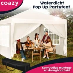 Waterdichte Partytent 3x3 Meter Opvouwbaar Met Zijwanden- Paviljoen Met Zijpanelen - Easy Up - Pop-up Tent Met Haringen, Touw En Anti Slip Poten 12 Waterdichte Partytent 3x3 Meter Opvouwbaar Met Zijwanden- Paviljoen Met Zijpanelen - Easy Up - Pop-up Tent Met Haringen, Touw En Anti Slip Poten -Optimaal Tuinmeubel Winkel 1200x1200 547