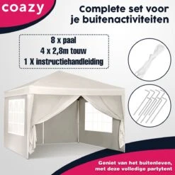 Waterdichte Partytent 3x3 Meter Opvouwbaar Met Zijwanden- Paviljoen Met Zijpanelen - Easy Up - Pop-up Tent Met Haringen, Touw En Anti Slip Poten 14 Waterdichte Partytent 3x3 Meter Opvouwbaar Met Zijwanden- Paviljoen Met Zijpanelen - Easy Up - Pop-up Tent Met Haringen, Touw En Anti Slip Poten -Optimaal Tuinmeubel Winkel 1200x1200 549