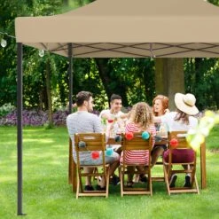 LifeGoods Partytent - 3x4.5 M - Zijwanden - Easy Up - Opvouwbaar - Waterdicht - Draagtas Met Wieltjes - Beige -Optimaal Tuinmeubel Winkel 1200x1200 570