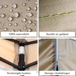 LifeGoods Partytent - 3x3 M - Zijwanden - Easy Up - Opvouwbaar - Waterdicht - Draagtas Met Wieltjes - Beige -Optimaal Tuinmeubel Winkel 1200x1200 585
