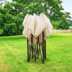 LifeGoods Partytent - 3x3 M - Zijwanden - Easy Up - Opvouwbaar - Waterdicht - Draagtas Met Wieltjes - Beige -Optimaal Tuinmeubel Winkel 1200x1200 588