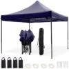 LifeGoods Partytent - 3x3 M - Easy Up - Opvouwbaar - Waterdicht - Draagtas Met Wieltjes - Donkerblauw
