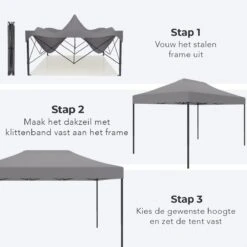 LifeGoods Partytent - 3x4.5 M - Zijwanden - Easy Up - Opvouwbaar - Waterdicht - Draagtas Met Wieltjes - Donkergrijs -Optimaal Tuinmeubel Winkel 1200x1200 621